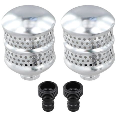 Lot de 2 têtes d'arrosage en aluminium avec filetage de tuyau de 1,9 cm, diffuseur d'eau de jardin en métal, arrosage des racines des arbres, arbustes et parterres de fleurs, argenté (1/5)
