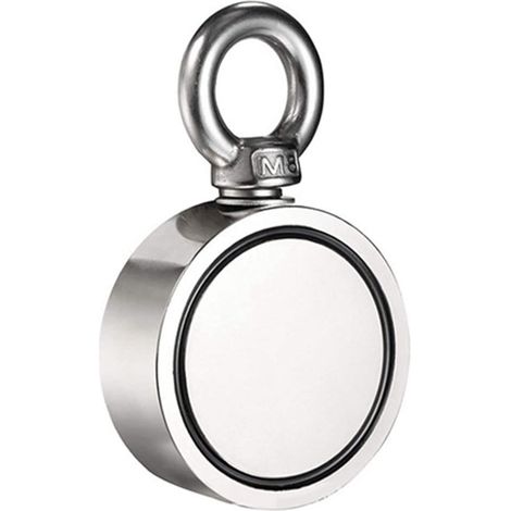 Aimant de pêche néodyme rond double face super puissant 60 mm, avec anneau de suspension, pour rivière et lac (1/5)