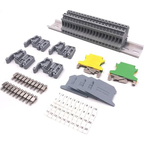Bornier de rail DIN 22 pièces UK2.5N pour projets d'automatisation, projets de bricolage, installation de disjoncteurs (1/5)