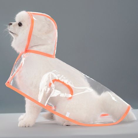 Regenmantel für Hunde, Größe 2XL, mit orangefarbenem Besatz, wasserdichte Jacke, tragbarer Regenmantel für Hunde, atmungsaktiv und leicht.