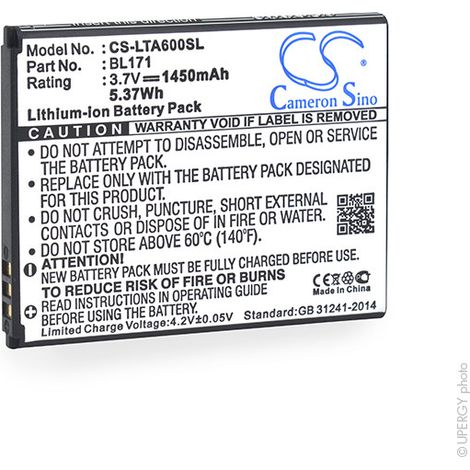 NX - Batterie téléphone, smartphone, GSM pour Lenovo 3.7V 1450mAh - BL171 (1/4)