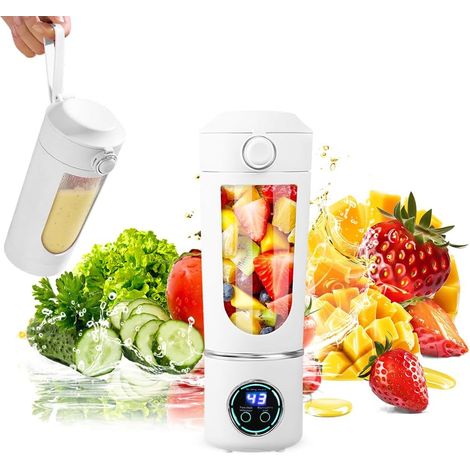 Tragbarer Smoothie-Mixer, wiederaufladbar, tragbar, umweltfreundlich, ideal für Reisen, 450 ml Fassungsvermögen, Smoothie-Maker, 12 Klingen, persönlicher Mixer für unterwegs (1/5)