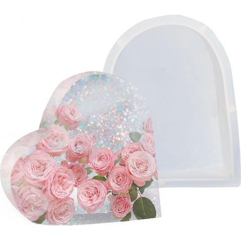 Stampo in resina a forma di cuore - cuore grande - stampo in silicone - stampo in silicone con simbolo a forma di cuore - stampo in resina epossidica - fiori fatti in casa - arte in resina (1/2)