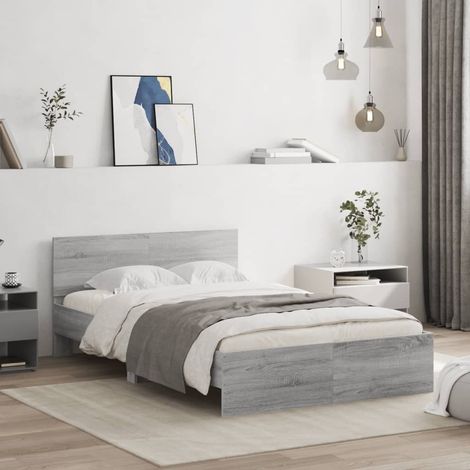 vidaXL Giroletto con Testiera Grigio Sonoma 120x190 cm
