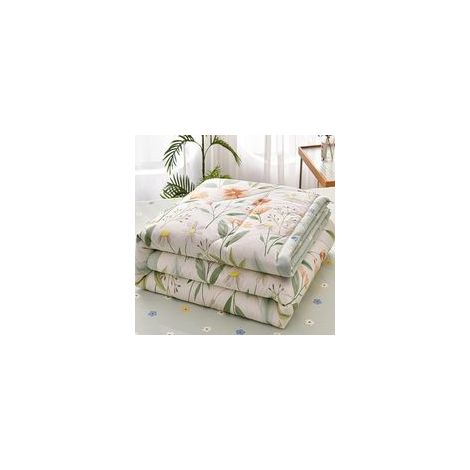 Vert Couvre Lit Matelassée 200x230cm, Microfiber Été Couvre lit Légère Doux Couverture de lit Jeté de Lit Dessus de Lit pour Lit 2 Personnes Réversible Fleurs Imprimé