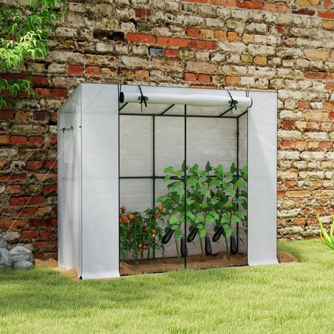 Serra da giardino addossata in acciaio 200x76x170 cm OKMYHOME (1/5)
