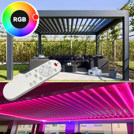 Pergola bioclimatica 4x4m apertura lamelle motorizzata con impianto led rgb - Antracite (1/5)