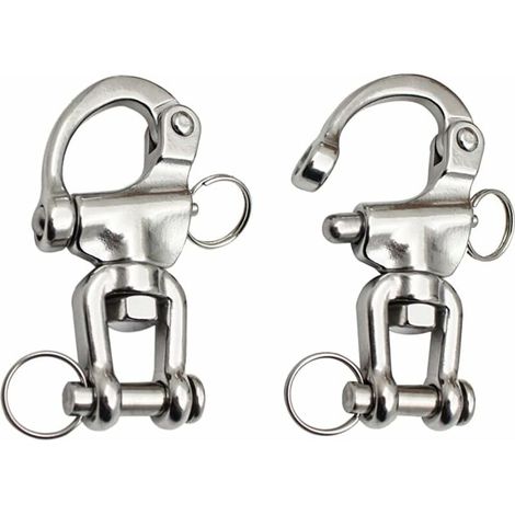 Wirbelwirbelkarabiner, 2 Stück, Edelstahlschäkel, 316 Edelstahl, Schnellverbindungen, Marine-Edelstahl-Karabinerhaken, Schnellfederhaken für Segelbootfall, 70 mm (1/4)