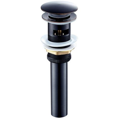 Bounce Drain, Bassin fin en cuivre noir avec trop-plein, anti-odeur et anti-insectes, Accessoires de lavabo, tuyau d'évacuation.