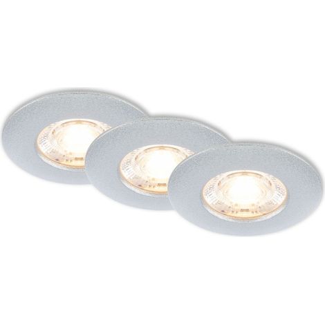 BRILONER KULANA MINI LED Einbaustrahler Bad, 3er Set, IP44 Spritzwasserschutz, Flaches Design, Warmweißes Licht, silberfarbig, 6,5 x 2,5 cm