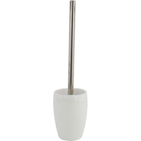 TRADE SHOP - Porta Scopino Bianco Pelle Con Scopettino Wc Accessorio Arredo Bagno Elegante 87789 -