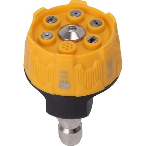 Buse de pulvérisation pour nettoyeur haute pression 6 en 1 multifonctionnelle et réglable, embout de connexion 1/4", noir et jaune (1/5)