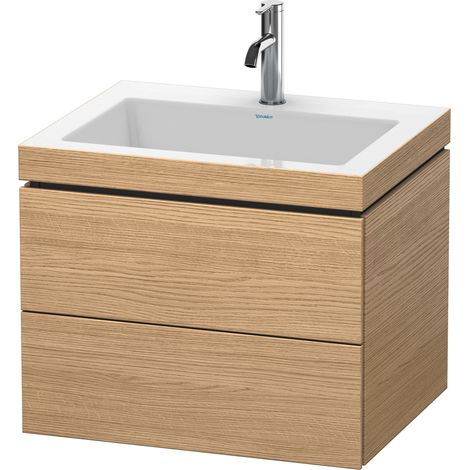 Lavabo per mobili Duravit L-Cube con base, sospeso, 60x48 cm, 2 cassetti, senza sfioratore, 1 foro per rubinetto, colorazione: Rovere europeo Decorazione quercia - LC6926O5252 (1/2)