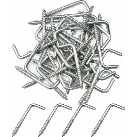 DEESSE SHOP - 40 Pcs Multifonctionnel L-Crochet Vis Crochet à Vis en Acier au Carbone Crochet Carré Vis pour Plantes Suspendues, Ustensiles de Cuisine, Carillons Éoliens, Lampes (1/5)