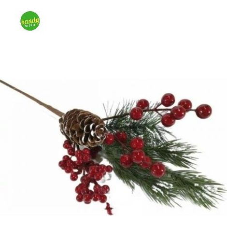 Ramo con Bacche e Pigne General Trade cm 36 Rosso