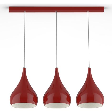 LUMICOM CALICE LINEARE Sospensione, 3x E27, max 42W, metallo, rosso lucido/bianco, Ø 25cm (1/4)