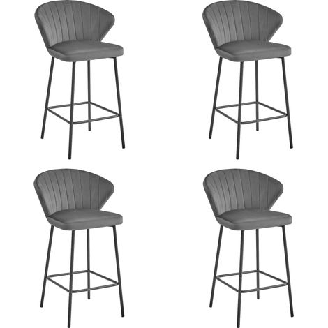 Taburetes Valora GATTA terciopelo gris oscuro patas negras x4 (1/5)