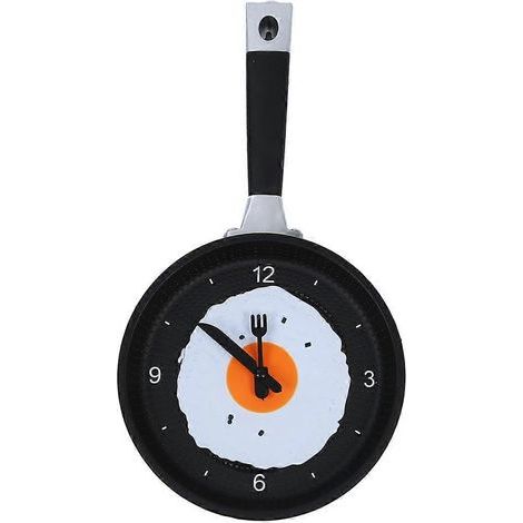 Horloge poêle à frire avec œuf au plat - Horloge murale de cuisine originale à suspendre (1/5)