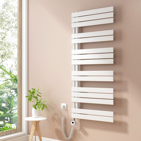Heilmetz Radiadores Toalleros Eléctricos Unilateral Secatoallas Con Barra Calefactora Eléctrica 140x60cm 800W Blanco