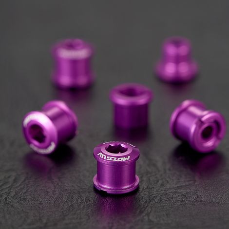 Lot de 5 assiettes individuelles violettes Vis de plateau de vélo anodisées colorées 4,9/6,4 mm, vis de plateau simple/double en alliage d'aluminium 7075. (1/5)