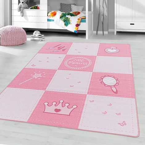 Tapis antidérapant rose pour fille Princess Rose 100x150