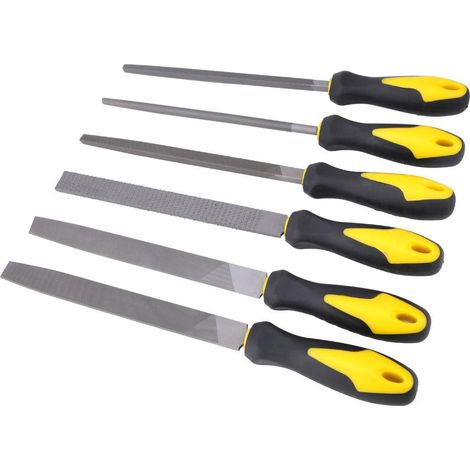 Ensemble de 6 limes à bois de 20 cm (8 pouces) en acier à haute teneur en carbone, outil manuel pour le travail du bois, du métal, du verre et de la céramique. (1/5)