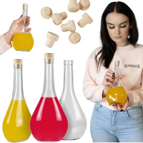 Set mit 5 Flaschen TEAR 500ml Glasflasche für Liköre, Säfte, Wein 0,5l (1/5)