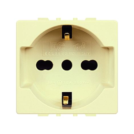 Presa Ita/Ted Trivalente Sic.Tondo'2P+T 10/16A ( Elettrocanali Cod. Ecl2550 )