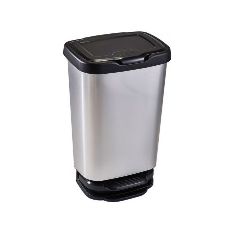 Seau à pédale 40 L avec fermeture coussinée 39x29x63,5 cm Couleur Argent/Noir Mondex