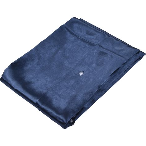 Rideau occultant double paroi respirante en polyester naturel, bleu foncé, pour chambre, salon ou salle de classe. (1/5)