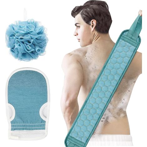 Juego de 3 esponjas de baño exfoliantes, esponja de masaje de baño, exfoliante de piel muerta, adecuado para hombres y mujeres. (1/5)