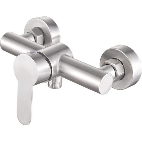 Robinet de douche mural en acier inoxydable - Mitigeur de douche - Contrôle manuel - Valve de plomberie - Robinet de salle de bain pour eau froide et chaude (1/5)