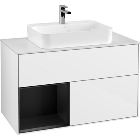 V&B Waschtischunterschrank Wandbeleuchtung Finion 100, Pl w m, Rg l bla m Lac, glo wh. Lac (1/2)