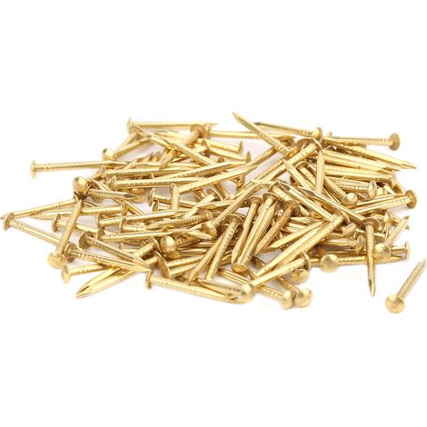 100 clous en laiton à tête ronde, accessoire de fixation rétro pour bricolage, longueur 18 mm. (1/2)