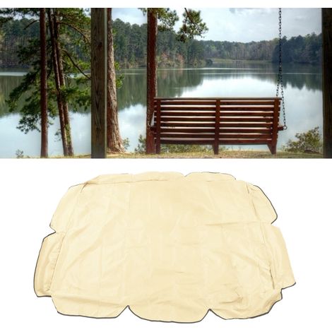 Housse de coussin pour fauteuil suspendu/hamac 3 places/balancelle d'extérieur en tissu Oxford enduit argenté 210D, imperméable, couleur beige, 142 x 120 x 18 cm. (1/5)