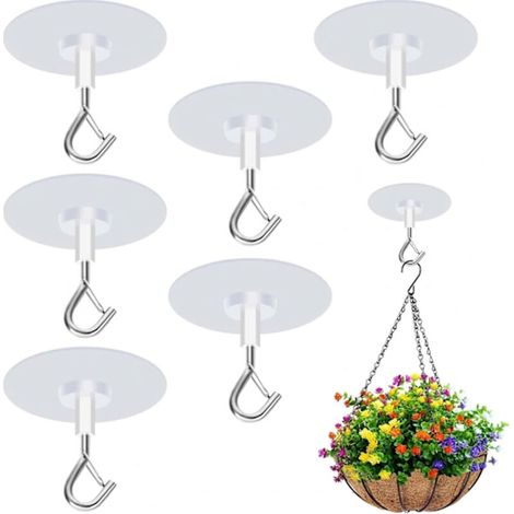 6 Crochets Adhésifs pour Plafond - Très Résistants pour Suspension de Plantes, Mangeoires et Carillons - Usage Intérieur et Extérieur (1/4)