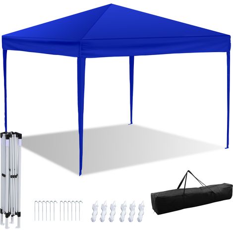 Jiubiaz 3x3 m Faltpavillon wasserdicht & stabil – höhenverstellbarer Pavillon mit UV-Schutz 50+, faltbares Gartenzelt mit Tragetasche für Garten & Outdoor Blau (1/5)