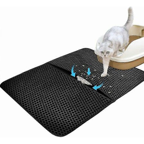 Bac à litière pour chat pliable et imperméable à double couche, motif nid d'abeille, taille L (1/3)
