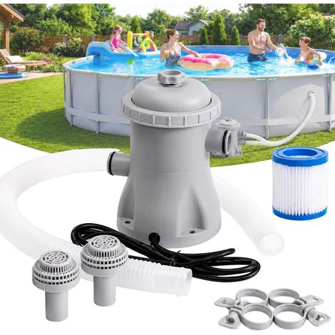 Bomba de filtración para piscinas elevadas de 330 GPH, 16 W con manguera: circulación de agua limpia, diseño silencioso y sellado de ABS para piscinas pequeñas y medianas. (1/5)