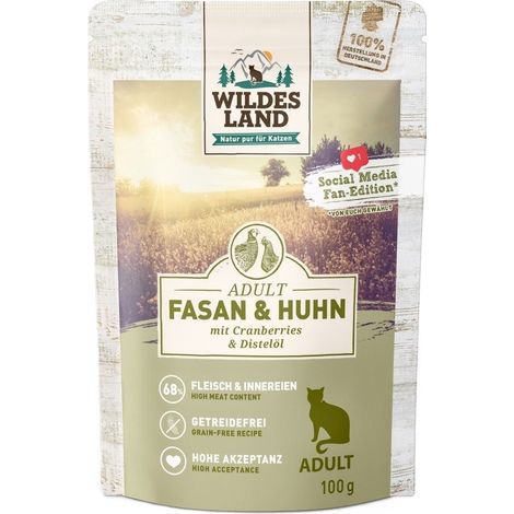Wildes Land Cat Comida húmeda para gatos Sobre - Faisán y pollo con arándanos 100 g