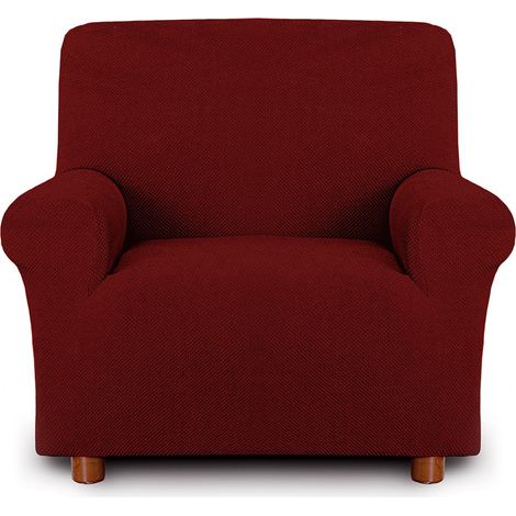 Funda de Sillón de 1 Plaza con Elástico Color Sólido Antimanchas de Tejido Piqué Color: Burdeos (1/2)