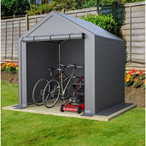 Fahrradunterstand 190x170x200 cm aus verzinktem Stahl dunkelgrau mit Rolltür – MEUBLIV (1/5)