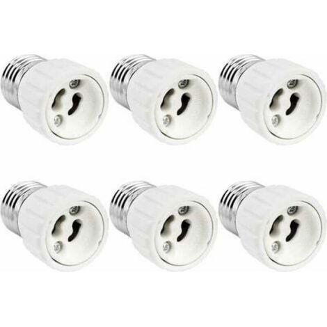 Adaptateur E27 vers GU10 - Céramique - 0-250 V - 200 W - Pour Ampoules LED Halogène CFL - Lot de 6