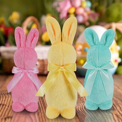 Peluche a forma di coniglio in piedi - 3 pezzi, decorazione pasquale, 18 cm, decorazione da tavolo (1/5)