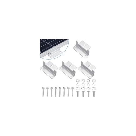 4 Pièces Support Montage Panneau Solaire en Z Fixation Panneau Solaire en Alliage d'Aluminium Z Support de Montage de Kits avec Écrous et Boulons pour Toit de Camping Car, Bateau, Cabine (1/5)