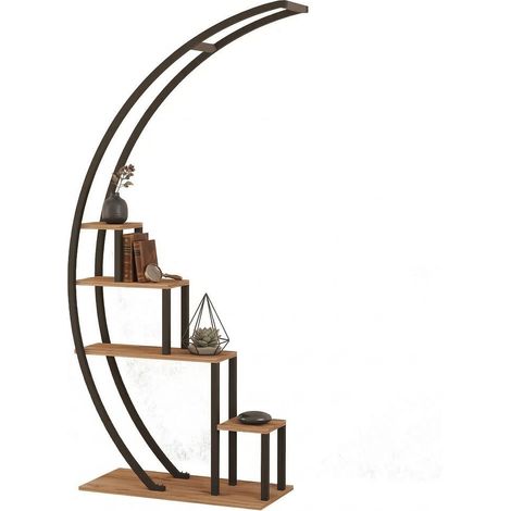 Libreria Luras, Biblioteca 4 Ripiani, Installazione Libera, Utilizzabile Come Divisorio Locale, 85x35x180h cm Marrone Rovere