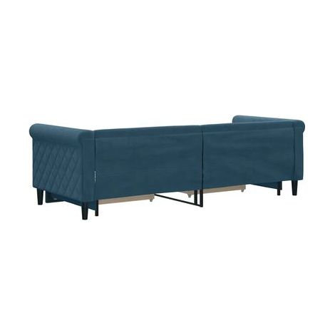 Lit avec tiroirs et méridienne avec tiroirs (matelas vendu séparément), bleu, 80 × 200 cm, rangement pratique intégré, meuble de chambre, design contemporain, montage facile (1/5)