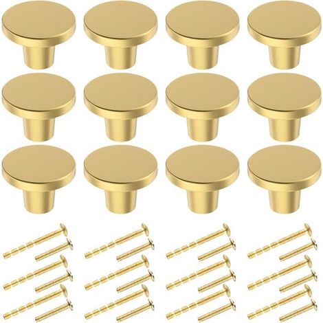 Boutons De Porte - Laiton Doré Ronde 25mm - Pour Meuble Tiroir Armoire Commode - Lot De 12 (1/4)