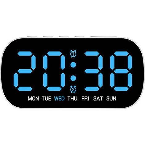Reloj electrónico sencillo, multifuncional, despertador, reloj digital LED con fecha (azul) (1/2)