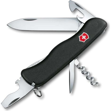 Coltello svizzero Victorinox Picknicker, ideale per le gite in campagna, ha 11 funzioni, con lama bloccabile e levacapsule, colore nero (1/2)